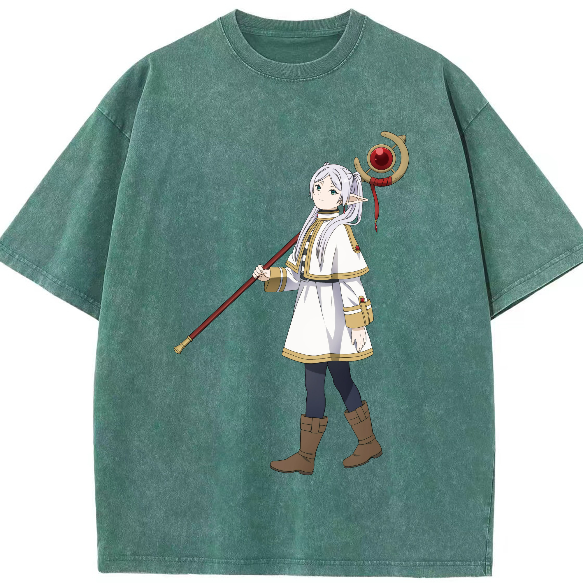 （画像用） 葬送のフリーレン Frieren 綿100% ヴィンテージ風 半袖Tシャツ（フロントプリント）